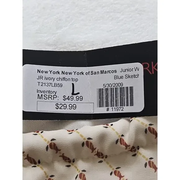 Blue Sketch Blouse Juniors Large Beige Sleeveless Sheer Floral Blouse Top - Picture 5 of 9